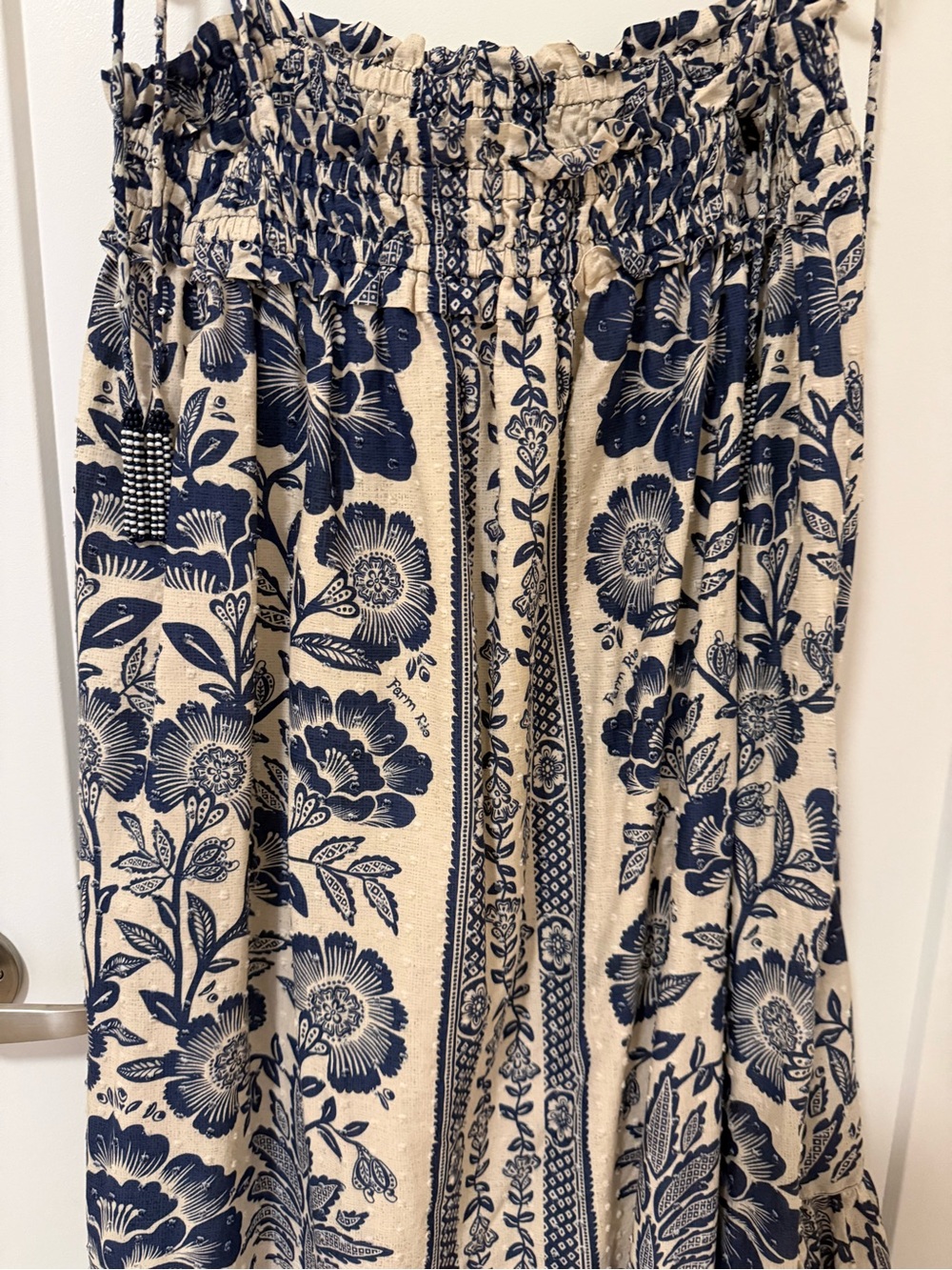 FARM Rio Blue & Cream Botanical Tie-Shoulder Maxi Dress - Picture 10 of 12